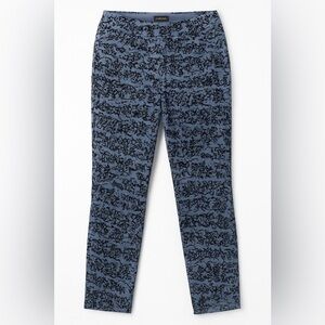 Burnout Velvet Goth Dark Fall Navy Black Flocked Floral Pants Size 8 Renuar